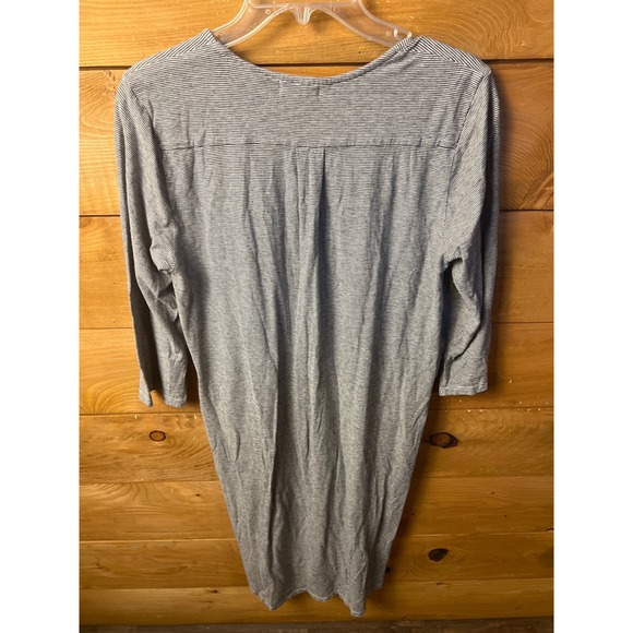 CP Shades XS‎ Striped Tunic Mini Dress Gray White Long Sleeve Casual Cotton Wool - Picture 7 of 7